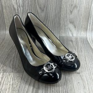 Michael Kors Black Patent LeatherLogo Heels